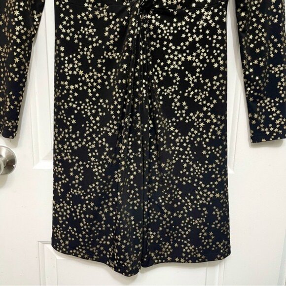 Michael Kors Black & Gold Metallic Stars Print Dress Size S - Picture 7 of 11